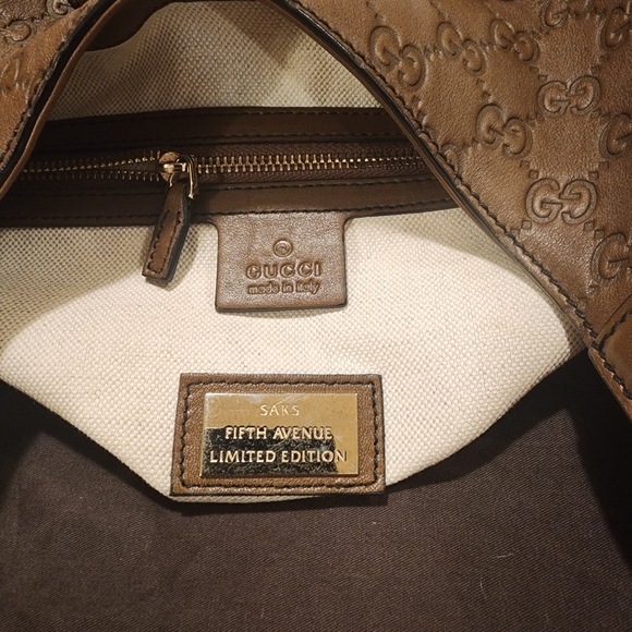 Authentic GUCCI Guccissima Medium Emily Brown Lather Hobo Bag with Chain Strap - Picture 14 of 16